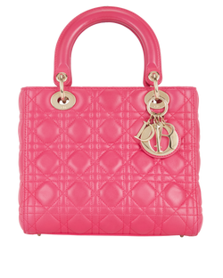 Medium Lady Dior, Leather, Pink, 01BO0174, 2*